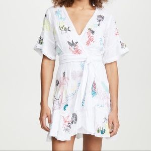 tanya taylor embroidered wrap dress. size 4